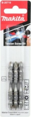 Бита для заворачивания MAKITA B-20719 двустороняя Silver Torsion PZ2, 65 мм, E-form (MZ)