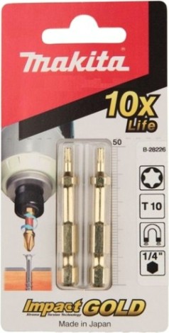 Бита для заворачивания MAKITA B-28226 Impact Gold T10, 50 мм, E-form (MZ), 2 шт.