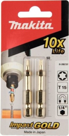 Бита для заворачивания MAKITA B-28232 Impact Gold T15, 50 мм, E-form (MZ), 2 шт.