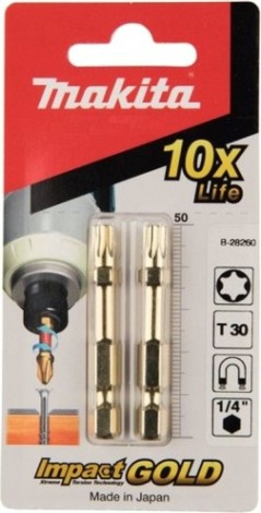 Бита для заворачивания MAKITA B-28260 Impact Gold T30, 50 мм, E-form (MZ), 2 шт.
