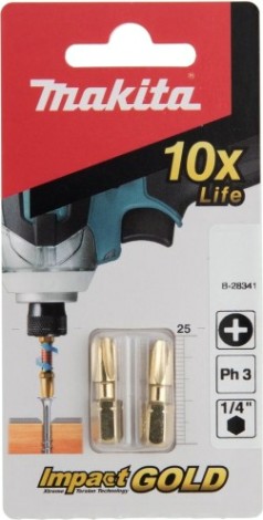 Бита для заворачивания MAKITA B-28341 Impact Gold PH3, 25 мм, C-form, 2 шт.