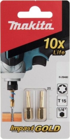 Бита для заворачивания MAKITA B-28400 Impact Gold T15, 25 мм, C-form, 2 шт.