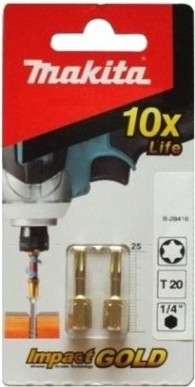 Бита для заворачивания MAKITA B-28416 Impact Gold T20, 25 мм, C-form, 2 шт.