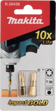 Бита для заворачивания MAKITA B-28438 Impact Gold T30, 25 мм, C-form, 2 шт.