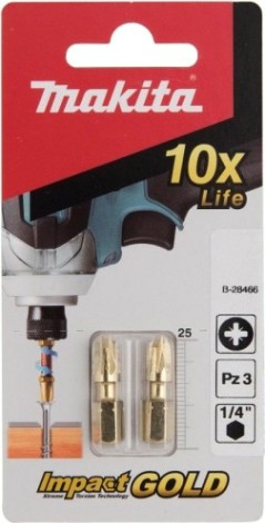 Бита для заворачивания MAKITA B-28466 Impact Gold PZ3, 25 мм, C-form, 2 шт.