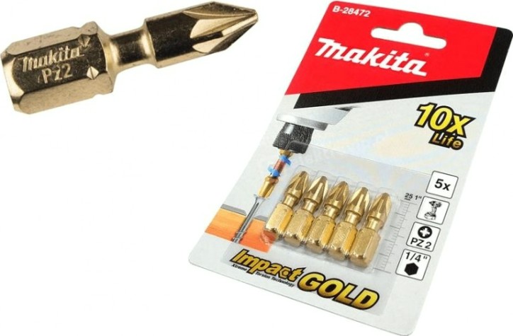 Бита для заворачивания MAKITA B-28472 Impact Gold PZ2, 25 мм, C-form, 5 шт.