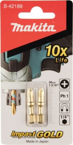 Бита для заворачивания MAKITA B-42189 Impact Gold Shorton PH1, 30 мм, E-form (MZ), 2 шт.