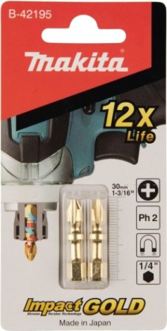 Бита для заворачивания MAKITA B-42195 Impact Gold Shorton Double Torsion PH2, 30 мм, E-f