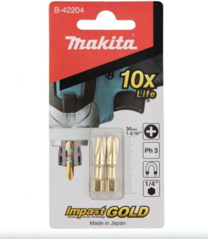 Бита для заворачивания MAKITA B-42204 Impact Gold Shorton PH3, 30 мм, E-form (MZ), 2 шт.