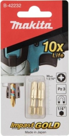 Бита для заворачивания MAKITA B-42232 Impact Gold Shorton PZ3, 30 мм, E-form (MZ), 2 шт.