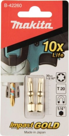 Бита для заворачивания MAKITA B-42260 Impact Gold Shorton T20, 30 мм, E-form (MZ), 2 шт.