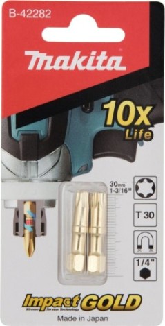 Бита для заворачивания MAKITA B-42282 Impact Gold Shorton T30, 30 мм, E-form (MZ), 2 шт.