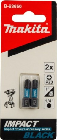 Бита для заворачивания MAKITA B-63650 Impact Black Pz3, 25 мм, C-form, 2 шт.
