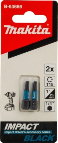 Бита для заворачивания MAKITA B-63666 Impact Black T15, 25 мм, C-form, 2 шт.