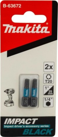 Бита для заворачивания MAKITA B-63672 Impact Black T20, 25 мм, C-form, 2 шт.