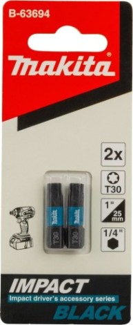 Бита для заворачивания MAKITA B-63694 Impact Black T30, 25 мм, C-form, 2 шт.