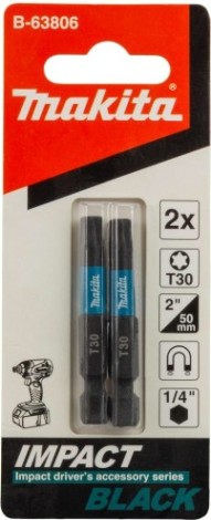 Бита для заворачивания MAKITA B-63806 Impact Black T30, 50 мм, E-form (mz), 2 шт.