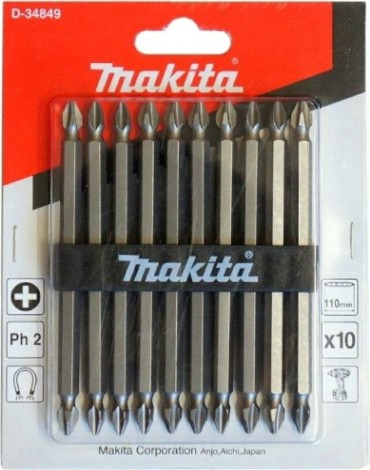 Бита для заворачивания MAKITA D-34849 двусторонняя PH2, 110 мм, E-form (MZ), 10 шт.