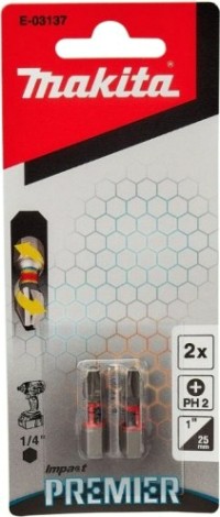 Бита для заворачивания MAKITA E-03137 Impact Premier PH2, 25 мм, C-form, 2 шт.