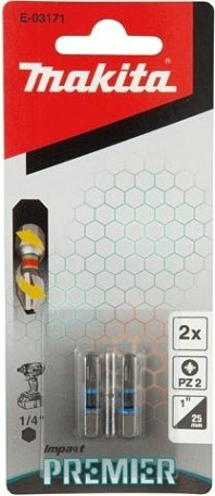 Бита для заворачивания MAKITA E-03171 Impact Premier PZ2, 25 мм, C-form, 2 шт.