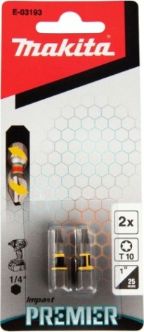 Бита для заворачивания MAKITA E-03193 Impact Premier T10, 25 мм, C-form, 2 шт.
