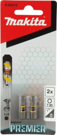 Бита для заворачивания MAKITA E-03218 Impact Premier T20, 25 мм, C-form, 2 шт.