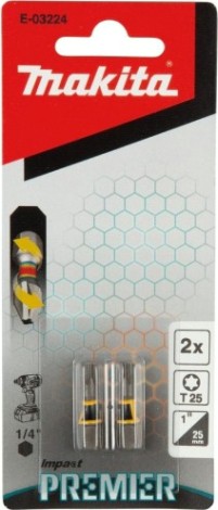 Бита для заворачивания MAKITA E-03224 Impact Premier T25, 25 мм, C-form, 2 шт.