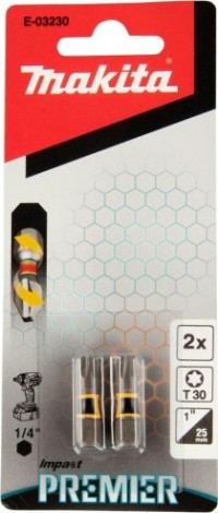 Бита для заворачивания MAKITA E-03230 Impact Premier T30, 25 мм, C-form, 2 шт.