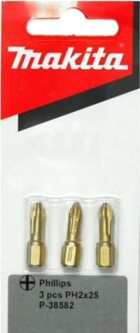 Бита для заворачивания MAKITA P-38582 алмазная PH2, 25 мм, C-form, 3 шт.