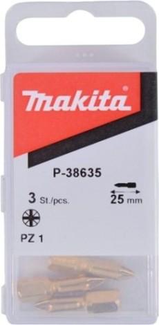Бита для заворачивания MAKITA P-38635 алмазная PZ1, 25 мм, C-form, 3 шт.