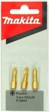 Бита для заворачивания MAKITA P-38641 алмазная PZ2, 25 мм, C-form, 3 шт.