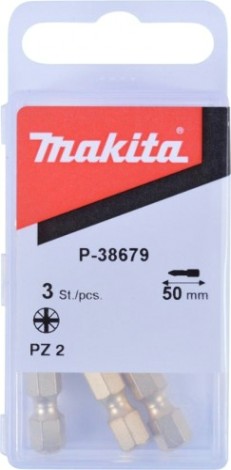 Бита для заворачивания MAKITA P-38679 алмазная PZ2, 50 мм, C-form, 3 шт.