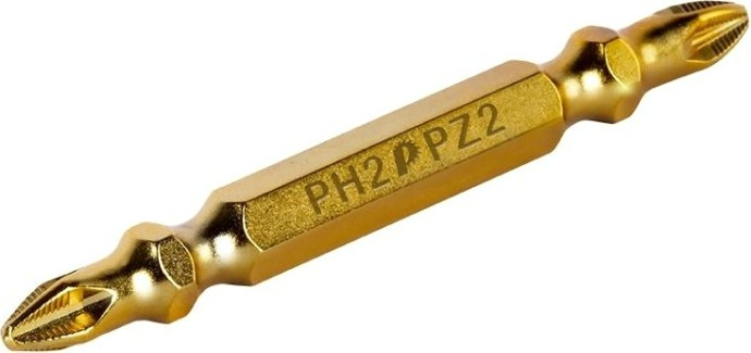 Бита для заворачивания ПРАКТИКА "Эксперт" двусторонняя PH-2 / PZ-2х65мм Tin отверточная [037-138]