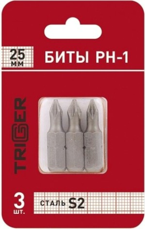 Бита для заворачивания TRIGGER 84961 ПРОФИ PH-1 25мм (3шт.) [тов-128280]