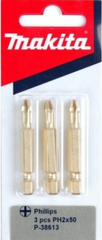 Бита с алмазным покрытием MAKITA PH2, 50 мм C-FORM (уп.3шт) P-38613 [P-38613]