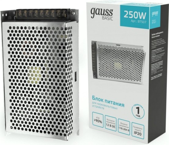 Блок питания GAUSS BT507 basic 12v 250w ip20