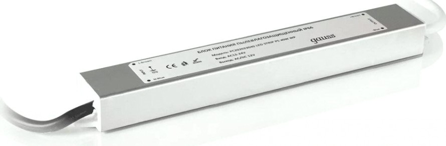 Блок питания GAUSS LED для светодиодной ленты пылевлагозащищенный 40w 12v [202023040]