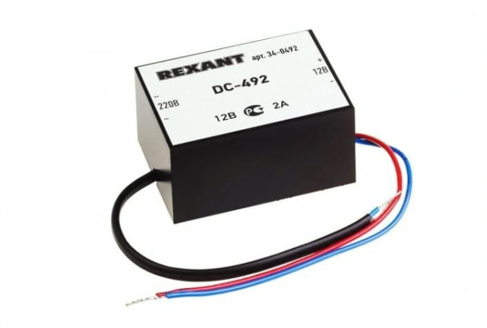 Блок питания REXANT 34-0492 стабилизированный 12В, 2А, внутренняя DC-492 Блок питания REXANT 34-0492 стабилизированный 12В, 2А, внутренняя DC-492