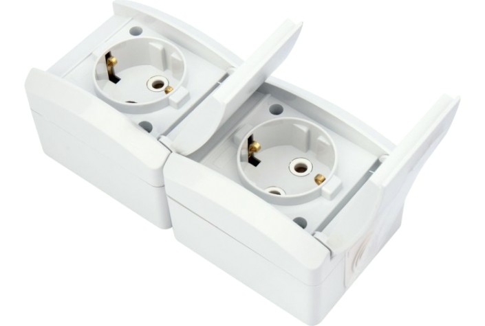 Блок розеток Kranz KR-78-0802 вертикальный 2 INDUSTRIAL IP54 с зазем., о/у