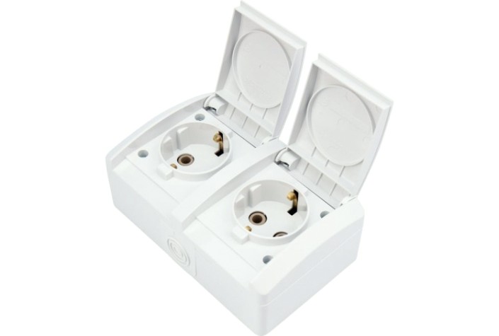 Блок розеток Kranz KR-78-0803 горизонтальный 2 (керамика) INDUSTRIAL IP54