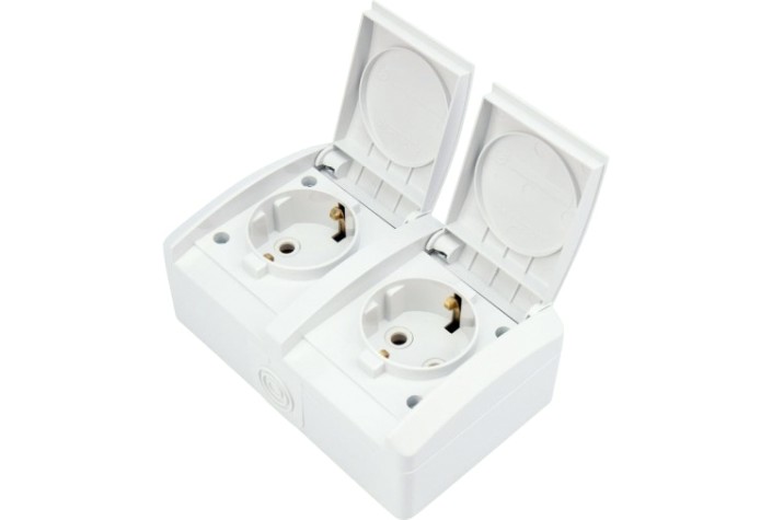 Блок розеток Kranz KR-78-0805 горизонтальный 2 INDUSTRIAL IP54 с зазем., о/у