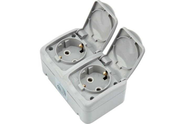 Блок розеток Kranz KR-78-0806 горизонтальный 2 Mini OG IP54 с зазем., о/у Блок розеток Kranz KR-78-0806 горизонтальный 2 Mini OG IP54 с зазем., о/у