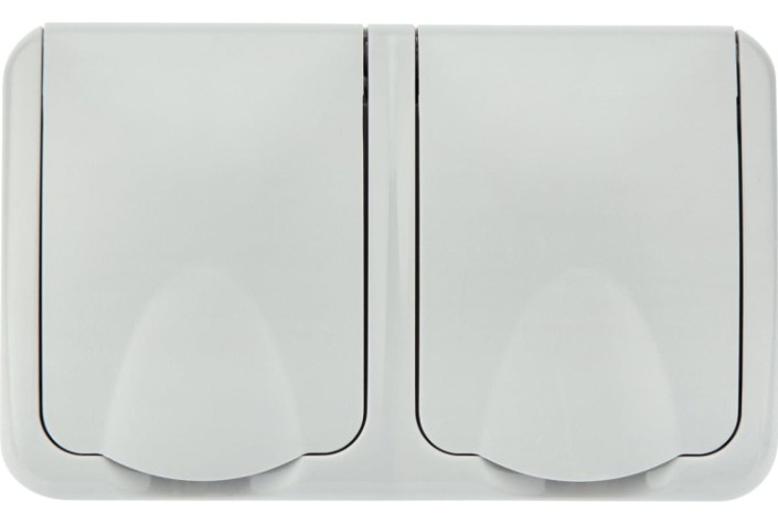 Блок розеток Kranz KR-78-0806 горизонтальный 2 Mini OG IP54 с зазем., о/у Блок розеток Kranz KR-78-0806 горизонтальный 2 Mini OG IP54 с зазем., о/у