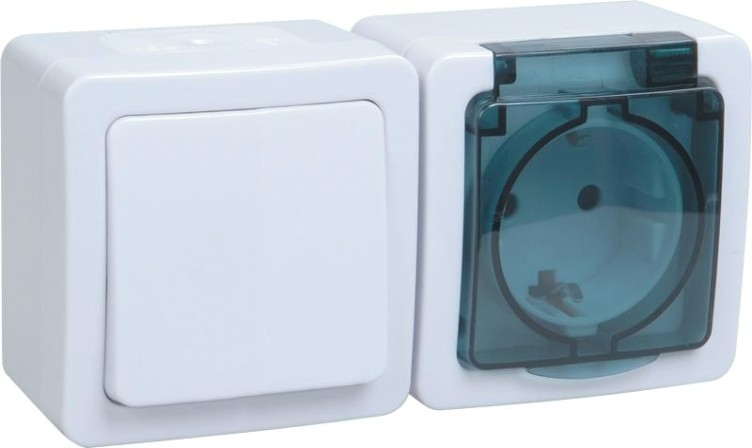 Блок выключатель-розетка IEK GERMES Plus БГб-22-31-ГПБд с заземлением [EBGMP20-K03-31-54-EC]