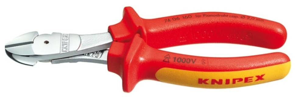 Бокорезы диэлектрические KNIPEX KN-7406160SB особо мощные vde, 160 мм, хром, 2-комп. ручки Бокорезы диэлектрические KNIPEX KN-7406160SB особо мощные vde, 160 мм, хром, 2-комп. ручки