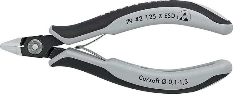 Бокорезы для электроники прецизионные KNIPEX 7942125ZESD 125 мм [KN-7942125ZESD]
