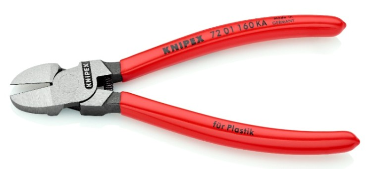 Бокорезы KNIPEX KN-7201160KA для пластика, округлая голова, пружина, 160 мм