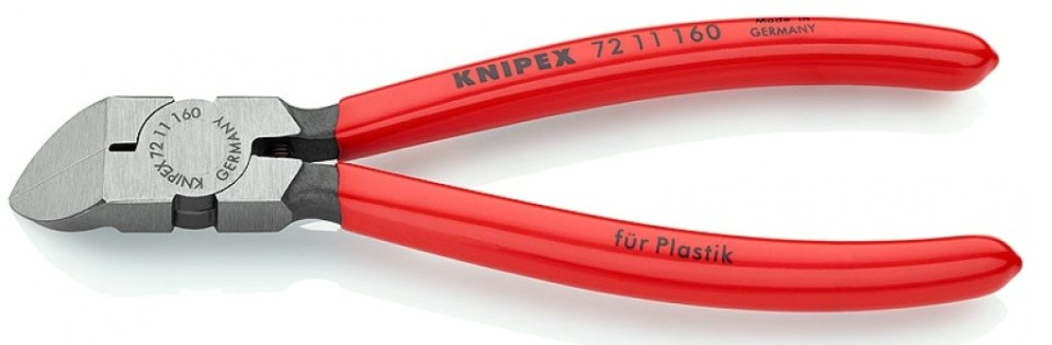Бокорезы KNIPEX KN-7211160SB для пластика, губки 45°, пружина, 160 мм