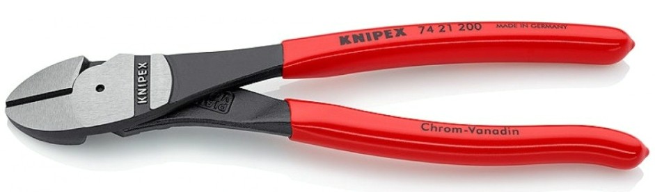 Бокорезы KNIPEX KN-7421200SB особо мощные, губки 12°, 200 мм, обливные ручки
