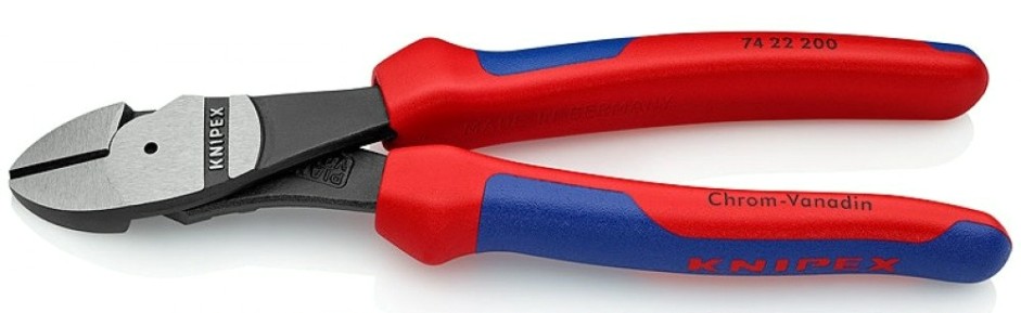 Бокорезы KNIPEX KN-7422200TBK особо мощные, губки 12°, 200 мм, 2-комп.ручки